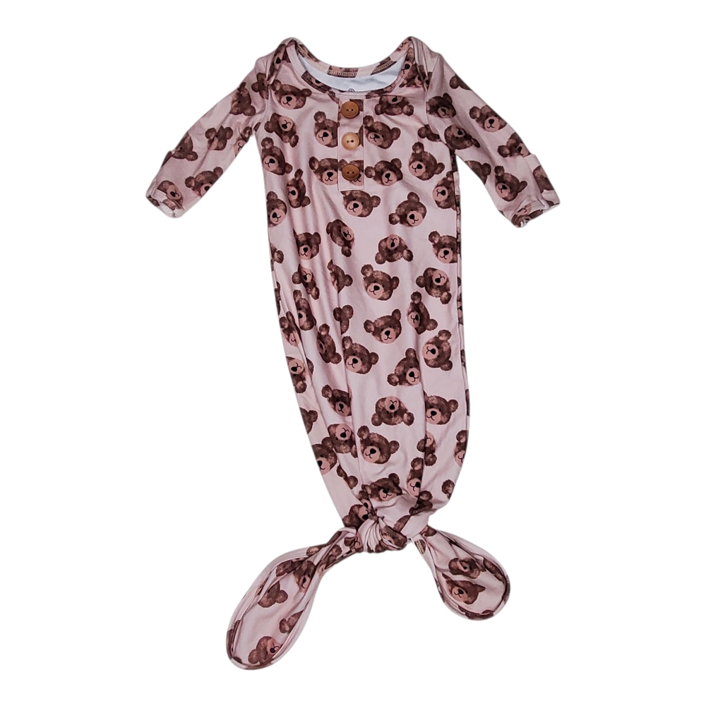Caden Lane Baby Knotted Sleeping Gown Bear Print Baby 0-3 Months